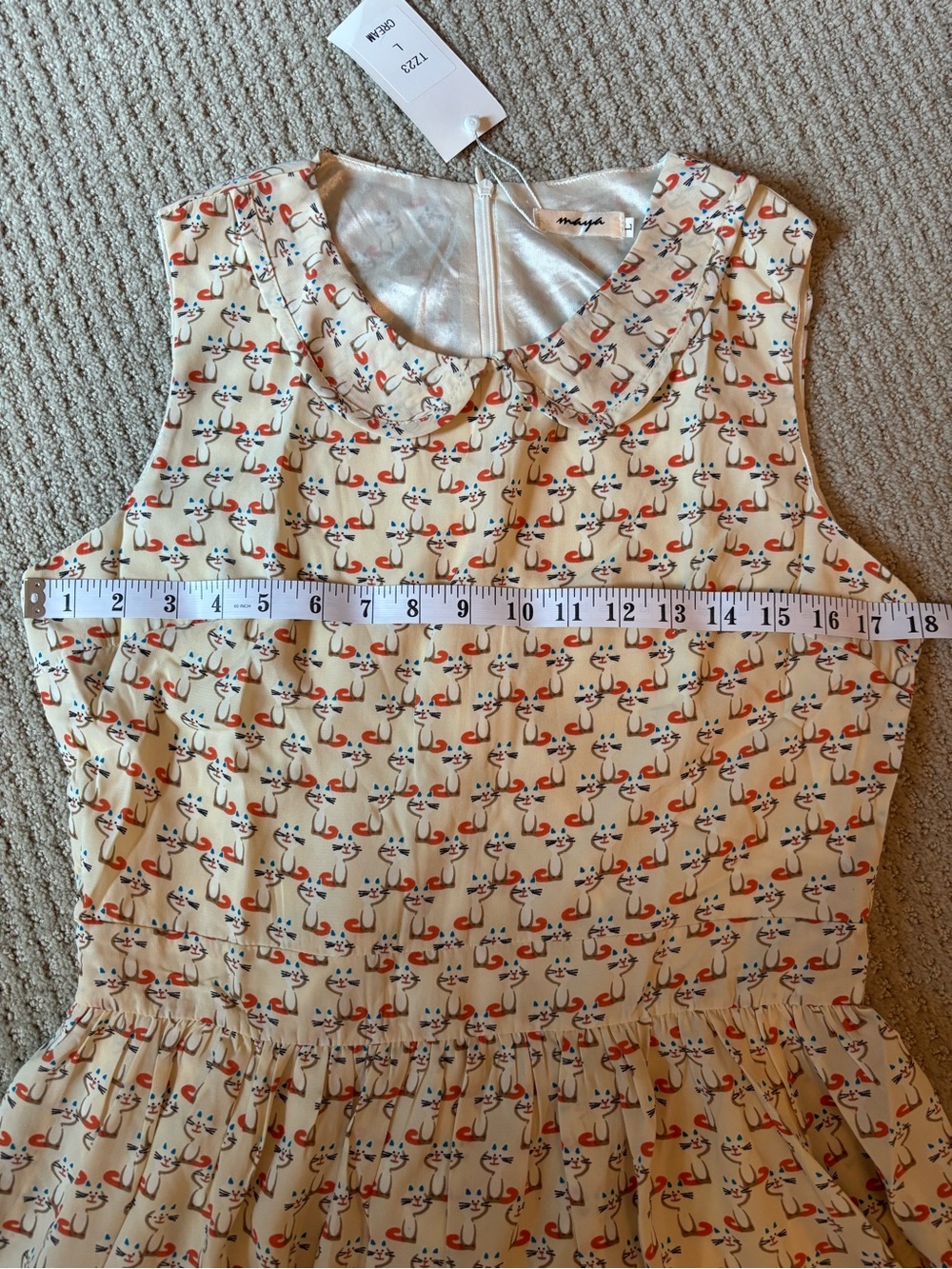 Adorable Sleeveless Cat Print Dress sz S-M NWT - Picture 11 of 15